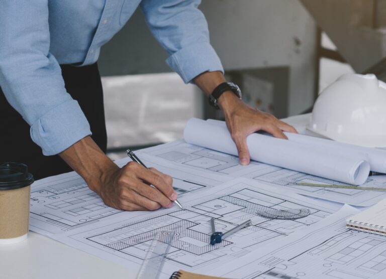 Architect engineer contractor design working drawing sketch plan blueprint.